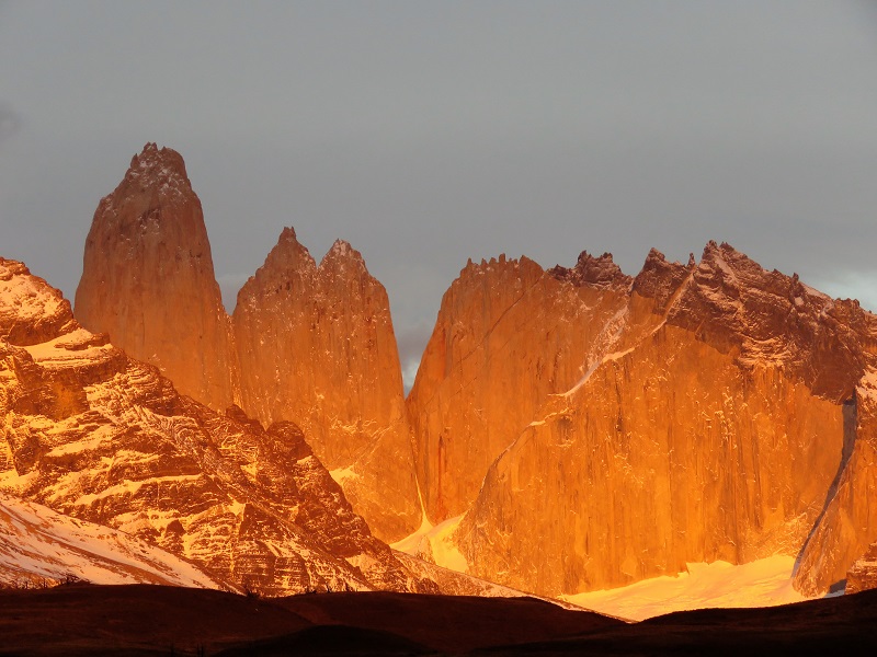 Torres del Paine at sunrise. Photo by Gina Nichol. 