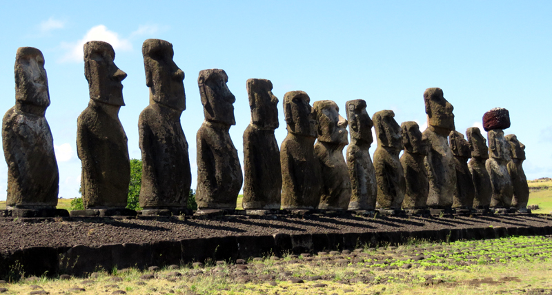 Ahu Tongariki, the largest ahu on Easter Island. Photo © Gina Nichol.