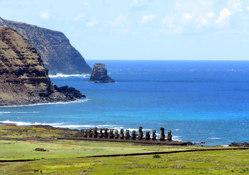 Ahu Tongariki, the largest ahu on Easter Island. Photo © Gina Nichol